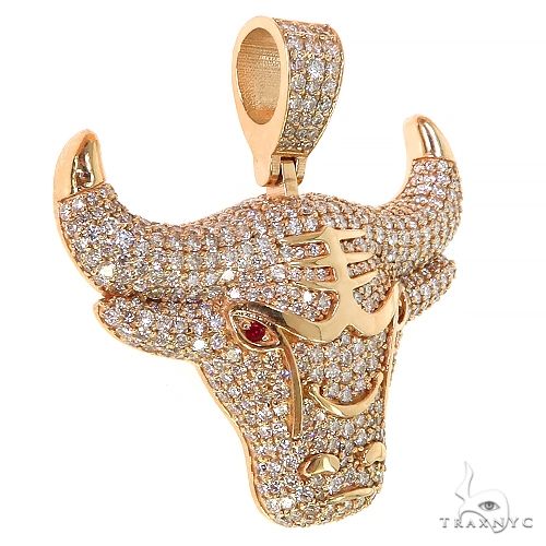 Custom Made Diamond Bull Pendant 68668