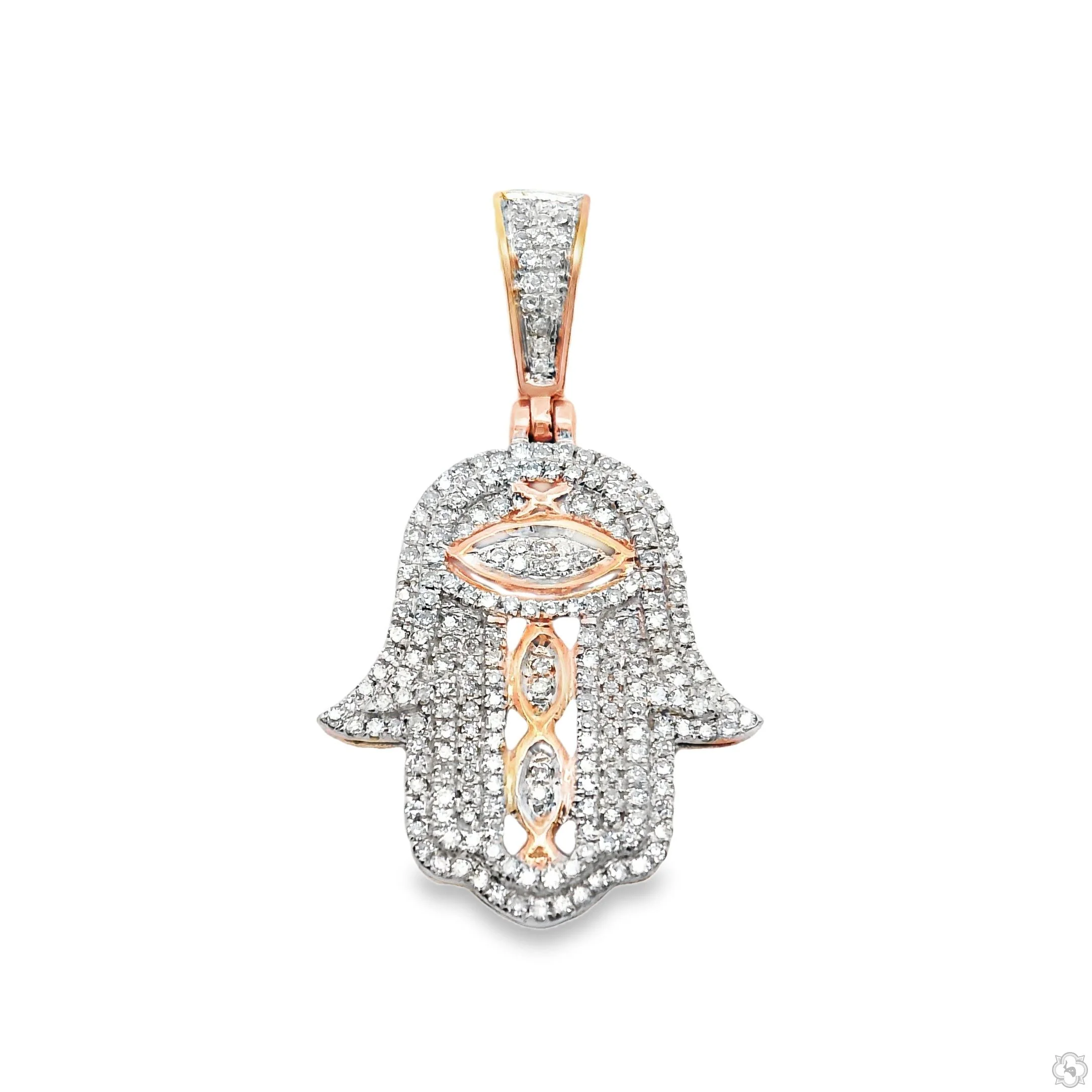 10K Gold Diamond Hamsa Pendant 63618