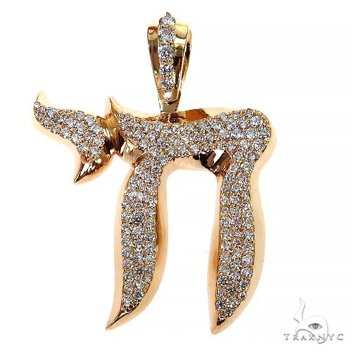 Large Jewish Chai Diamond Pendant 68736