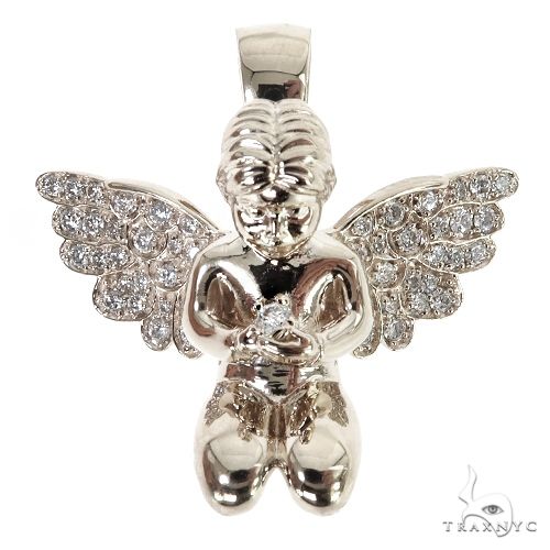 .925 Silver Praying Angel Diamond Pendant 68832