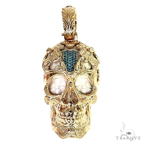 TraxNYC Silver and Gold Skull Mask Pendant 68843