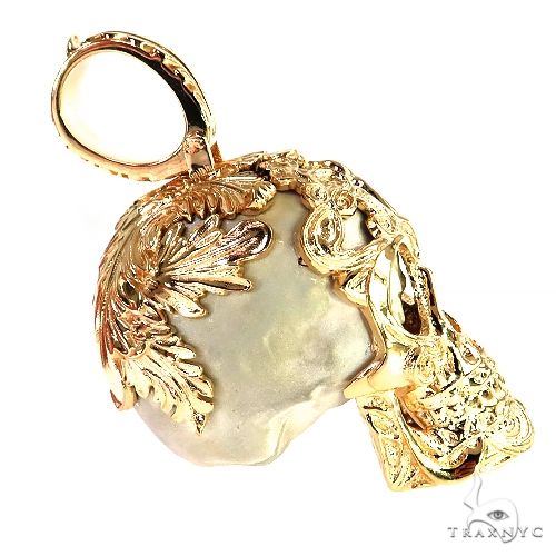TraxNYC Silver and Gold Skull Mask Pendant 68843