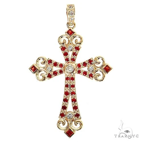 Red Sapphire Celestial Cross Pendant 68855