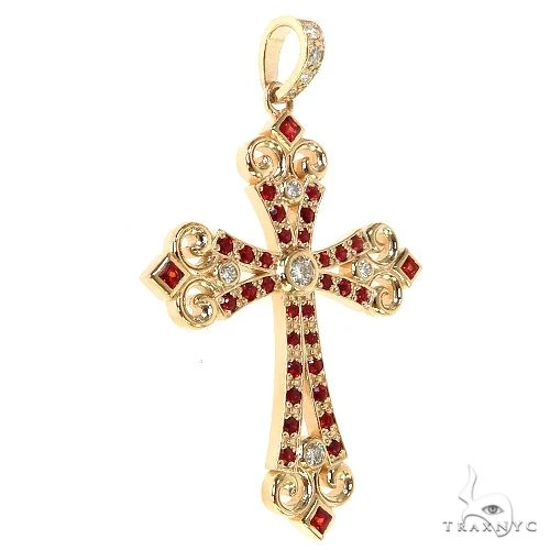 Red Sapphire Celestial Cross Pendant 68855