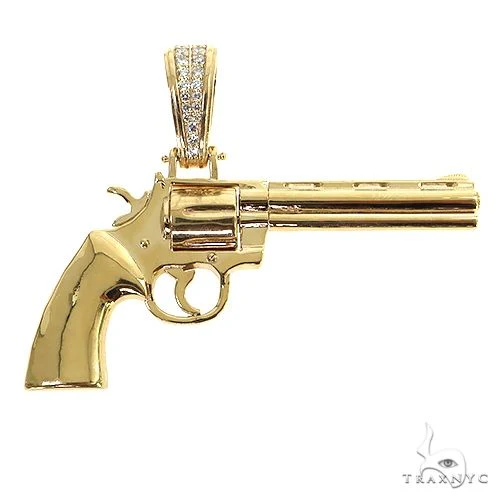 14K Gold Rotating Revolver Pendant 68879