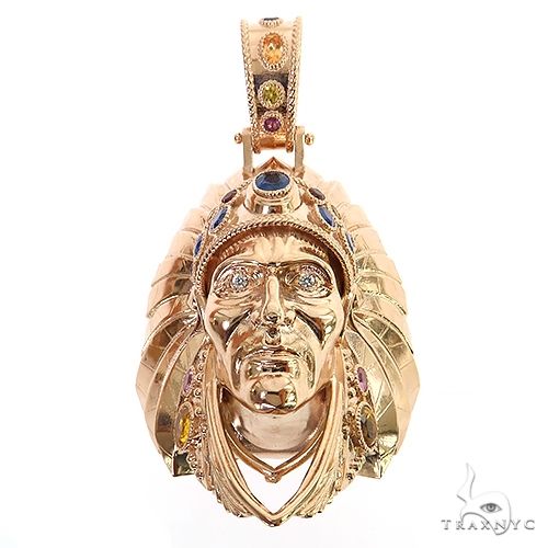 Multi Color Sapphire Indian Head Pendant 68885