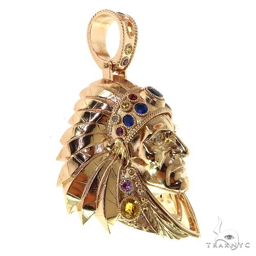 Multi Color Sapphire Indian Head Pendant 68885