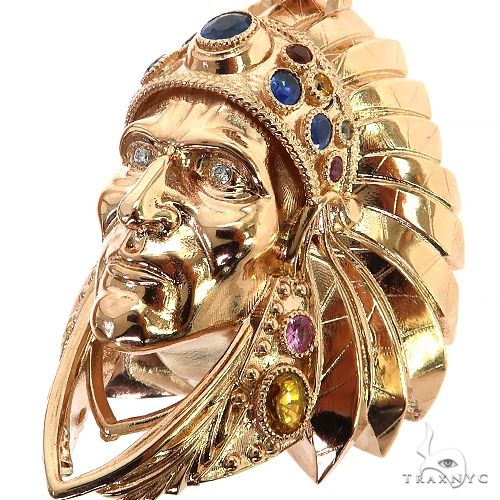 9361-multi-color-sapphire-indian-head-pendant-68885-3.jpg Multi Color Sapphire Indian Head Pendant 68885