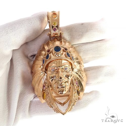 9361-multi-color-sapphire-indian-head-pendant-68885-8.jpg Multi Color Sapphire Indian Head Pendant 68885