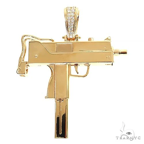 Large Uzi submachine Gun Diamond Pendant 68886