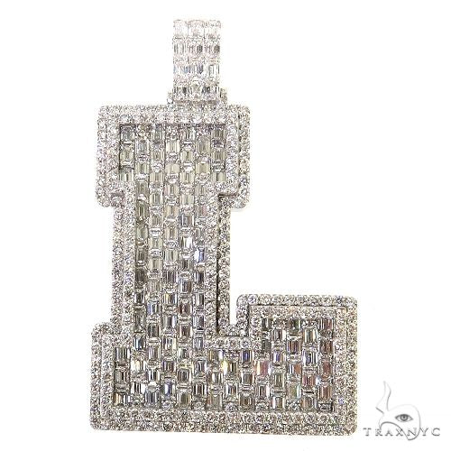 Emerald Cut Diamond Initial Pendant 68897