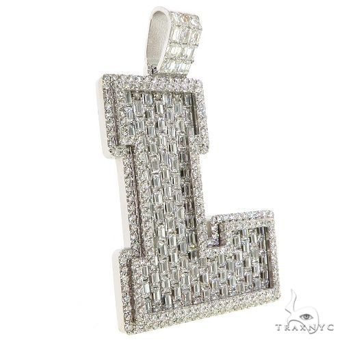 Emerald Cut Diamond Initial Pendant 68897