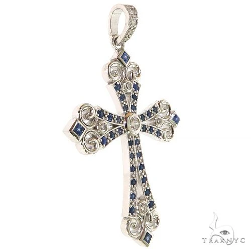 Moonlight Sapphire Diamond Cross Pendant 68901