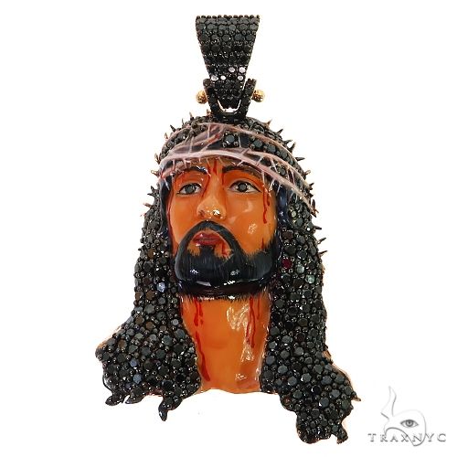 Black Passion Diamond Jesus Pendant - Large 68956