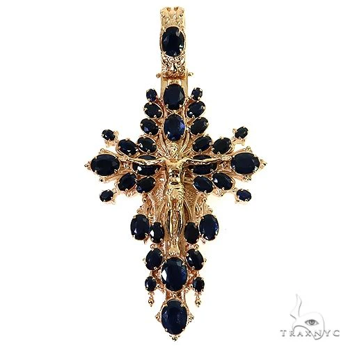 Sovereign's Halo Sapphire Cross pendant 69405