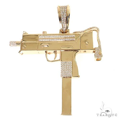Large Uzi submachine Gun Diamond Pendant 69464