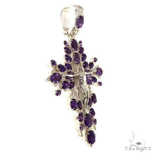 .925 Silver Sovereign's Halo Amethyst Cross pendant 69516