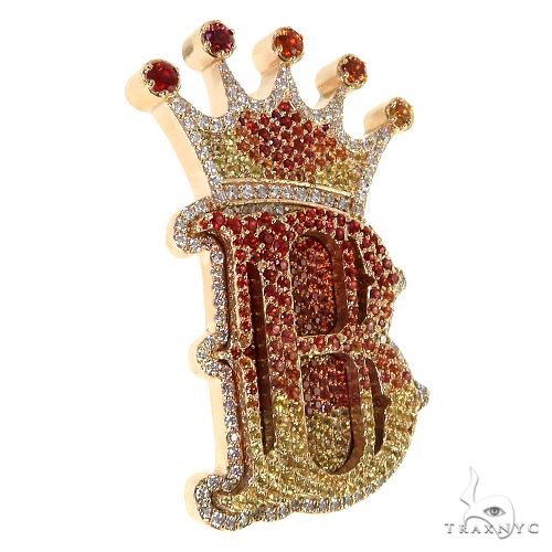 Fire Sapphire Initial Crown Pendant 69528