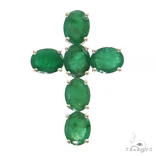 Emerald Enchantment Sacred Cross Pendant .925 Silver 69593