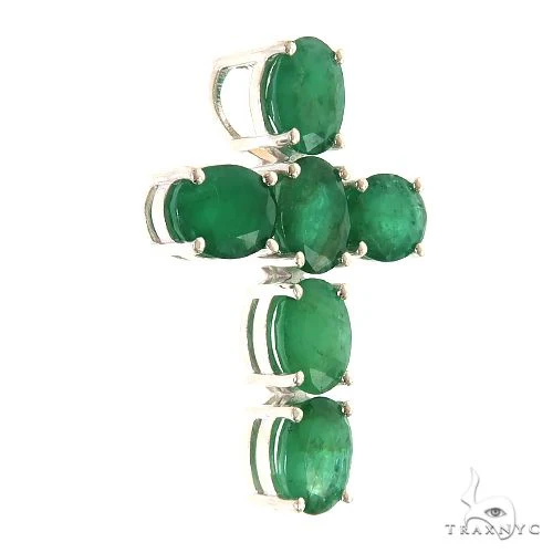 Emerald Enchantment Sacred Cross Pendant .925 Silver 69593