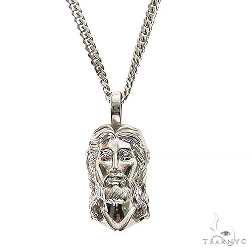 Sacred Visage Jesus Pendant Set .925 Silver 69619