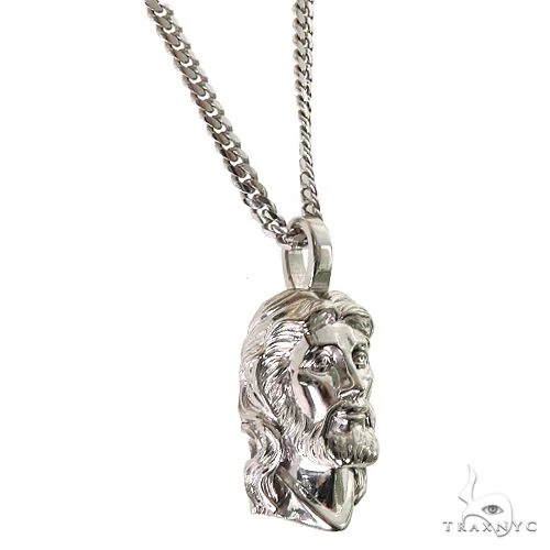 Sacred Visage Jesus Pendant Set .925 Silver 69619