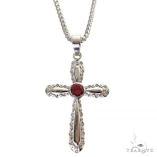 Rhodolite Sanctity Cross Pendant Set 69683