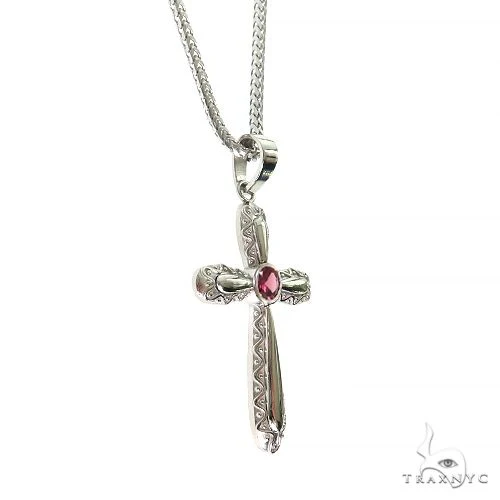 Rhodolite Sanctity Cross Pendant Set 69683