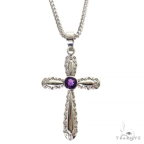 Amethyst Sanctity Cross Pendant Set 69682