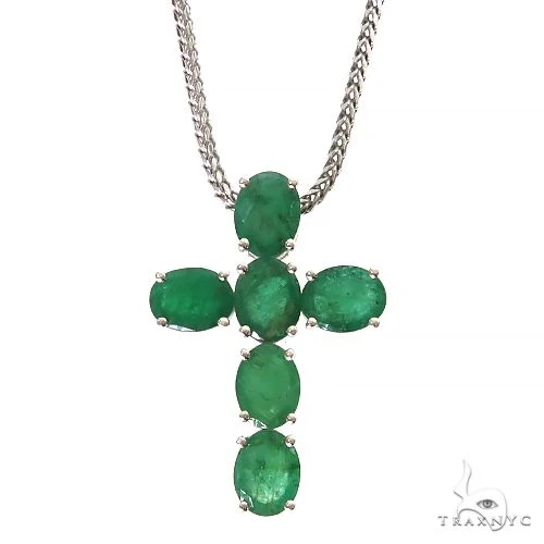 Emerald Enchantment Sacred Cross Pendant Set .925 Silver 69681