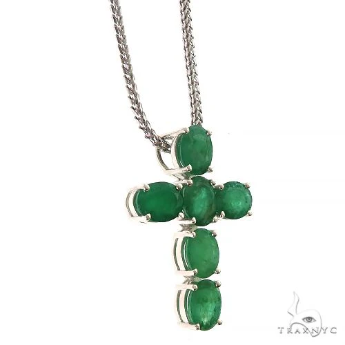 Emerald Enchantment Sacred Cross Pendant Set .925 Silver 69681