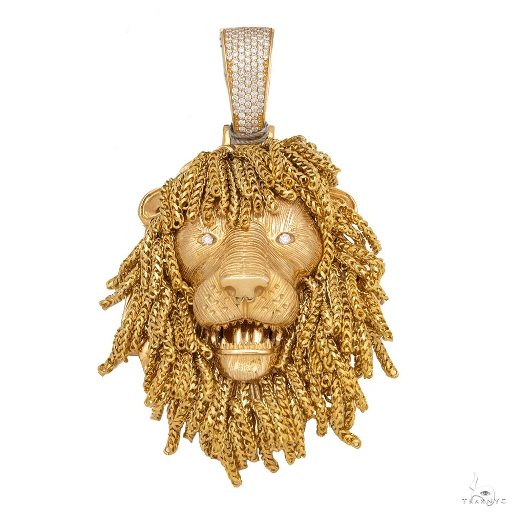 14K Gold Lion Braids Diamond Pendant 69739