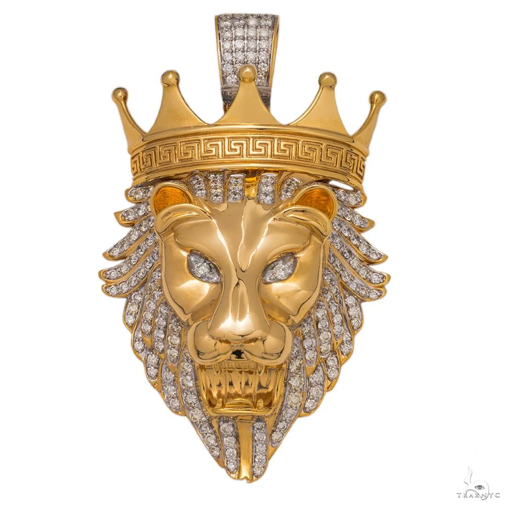 14K Yellow Gold Royal Cat Diamond Pendant 5 CT 69744