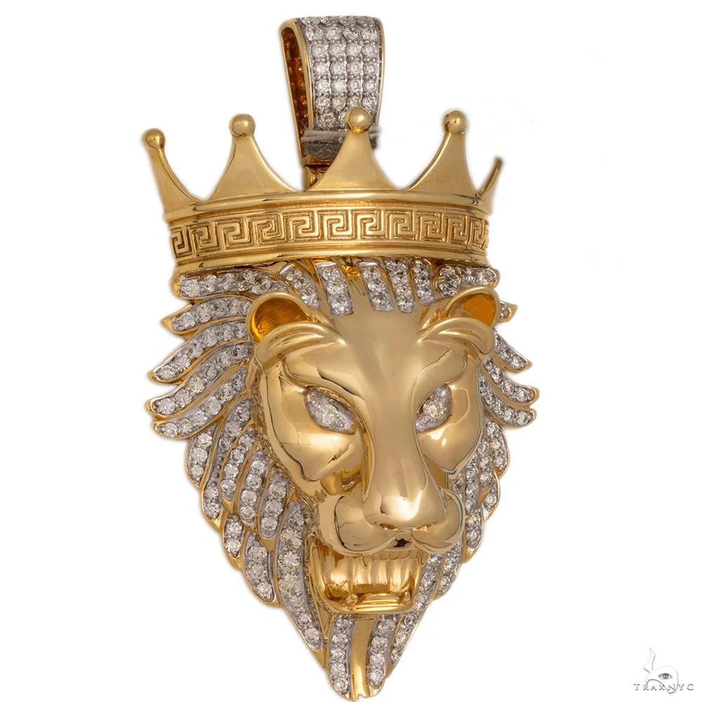 14K Yellow Gold Royal Cat Diamond Pendant 5 CT 69744