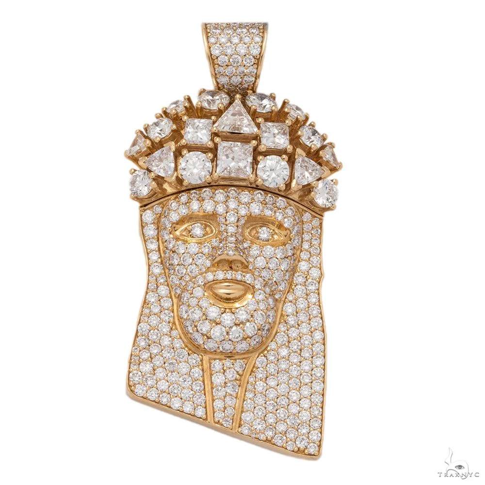 14K Yellow Gold Jesus Diamond Pendant 7.74 CT 69754