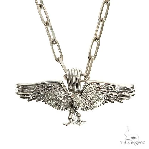 TraxNYC Mini Eagle Pendant Paperclip Chain Set .925 Silver 69999