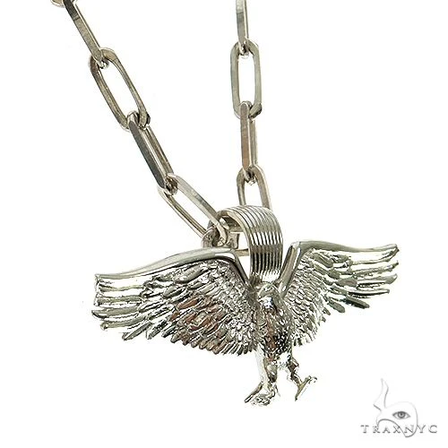 TraxNYC Mini Eagle Pendant Paperclip Chain Set .925 Silver 69999