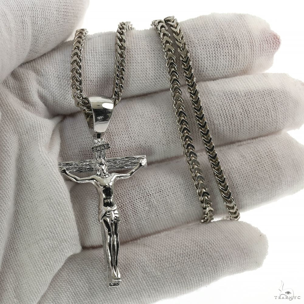 9776-silver-crucifix-jesus-cross-pendant-franco-chain-set-70024-5.jpg Silver Crucifix Jesus Cross Pendant Franco Chain Set 70024