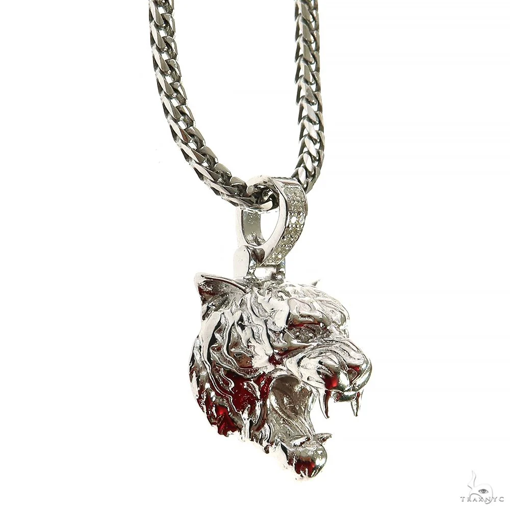 Small Tiger Head Pendant Set .925 Silver 70059