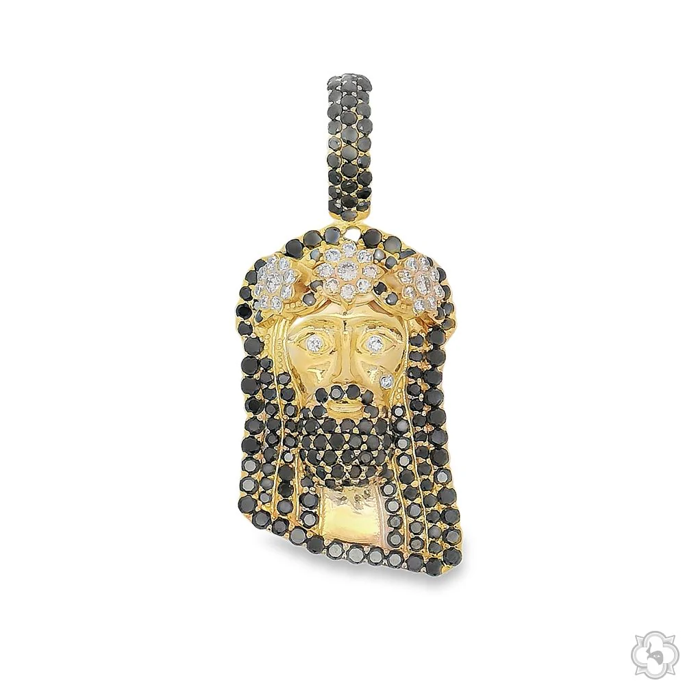 TraxNYC Black Diamond Jesus Head Pendant Mini 70186