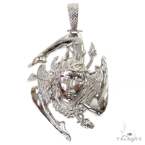.925 Silver Sicilian Flag With Medusa Face Pendant 69558